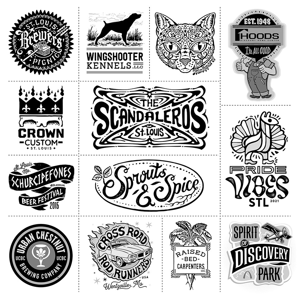 Collection of logo examples created by Sheppard Studios.